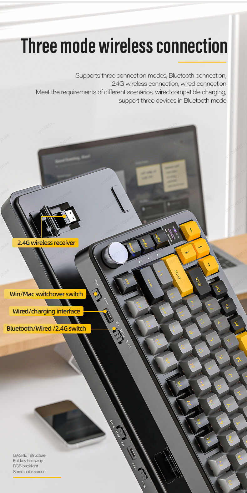 2024 New AL66 Mechanical Keybo - No Rgb Gaming Pc ulasan dan harga
